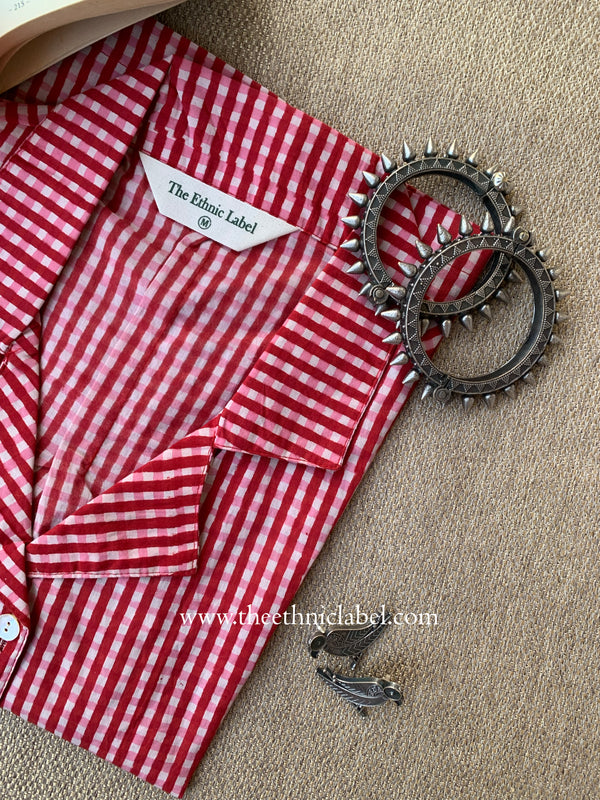 "Rosalie" Hand Block Printed Cotton Shirt