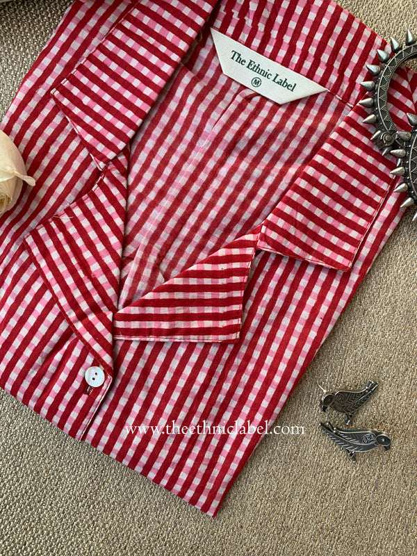 "Rosalie" Hand Block Printed Cotton Shirt
