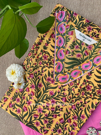 "Sona" Hand Block Printed Kurta with Afghan Pant-2pc