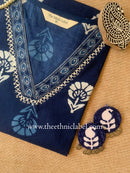 "Ambar" Indigo Hand Embroidered Cotton kurta