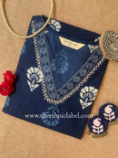 "Ambar" Indigo Hand Embroidered Cotton kurta