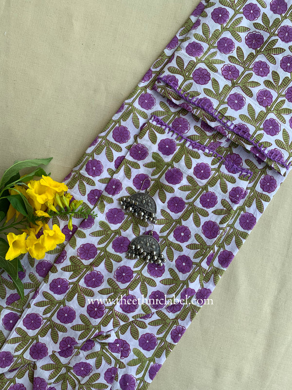 "Juhi" Lavender Hand Embroidered Pure Cotton Kurta