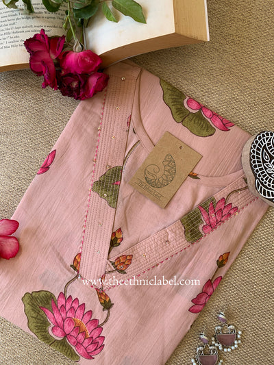 Siksha Peach Printed Cotton kurta