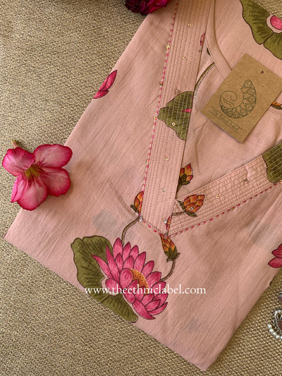 Siksha Peach Printed Cotton kurta