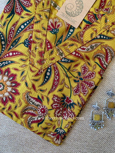 "Kalaa" Mustard Printed Cotton kurta