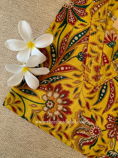 "Kalaa" Mustard Printed Cotton kurta