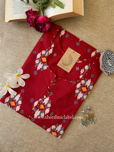 "Sehr" Printed Ikat Cotton kurta