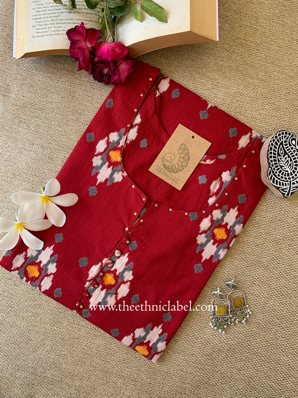 "Sehr" Printed Ikat Cotton kurta