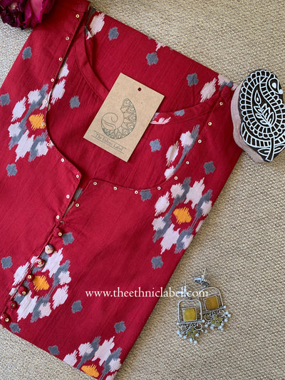 "Sehr" Printed Ikat Cotton kurta