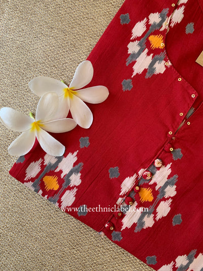 "Sehr" Printed Ikat Cotton kurta