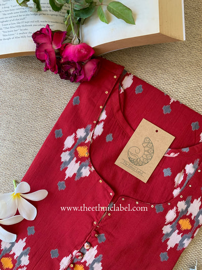 "Sehr" Printed Ikat Cotton kurta