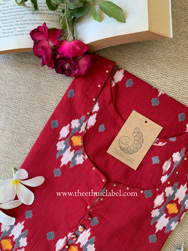 "Sehr" Printed Ikat Cotton kurta