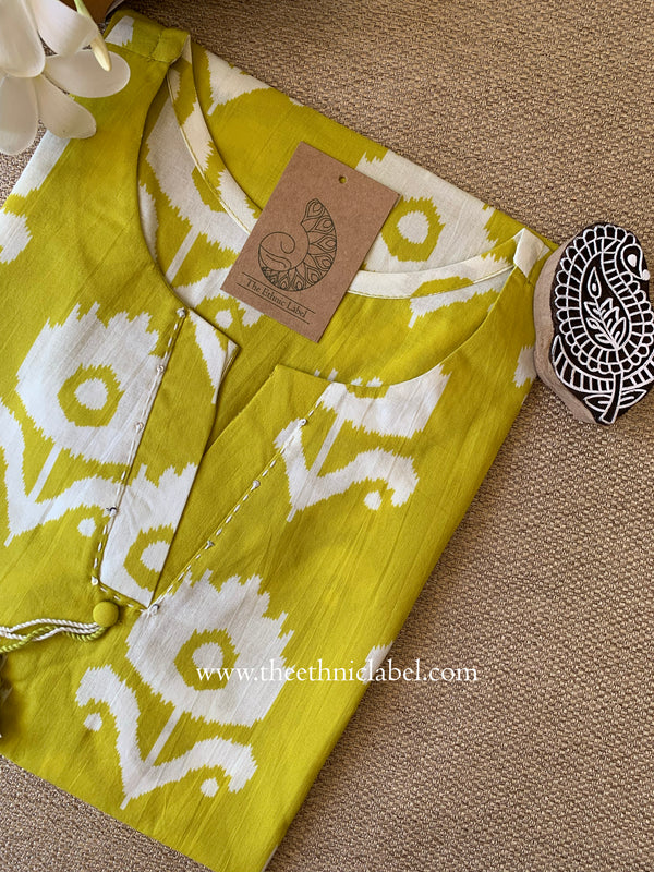 "Yug" Yellow Printed Cotton kurta