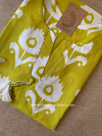 "Yug" Yellow Printed Cotton kurta