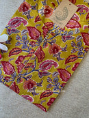 Iraya Mustard Printed Cotton kurta