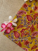 Iraya Mustard Printed Cotton kurta