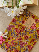 Iraya Mustard Printed Cotton kurta
