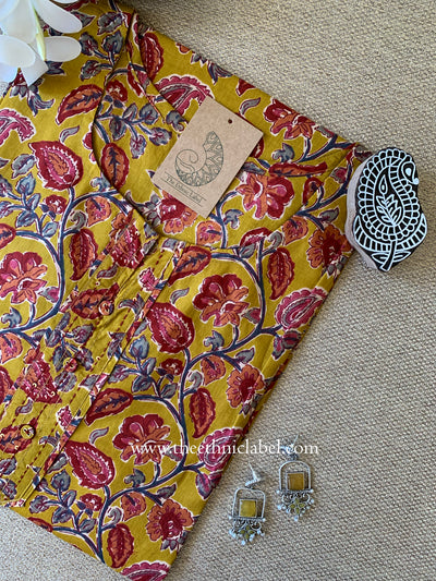 "Urusa" Mustard Cotton kurta - Big Size