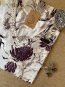 "Pranaya" Cream Cotton kurta - Big Size