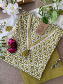 Argha Green Cotton Kurta Set with Doria Dupatta(3pc)