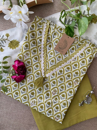 Argha Green Cotton Kurta Set with Doria Dupatta(3pc)