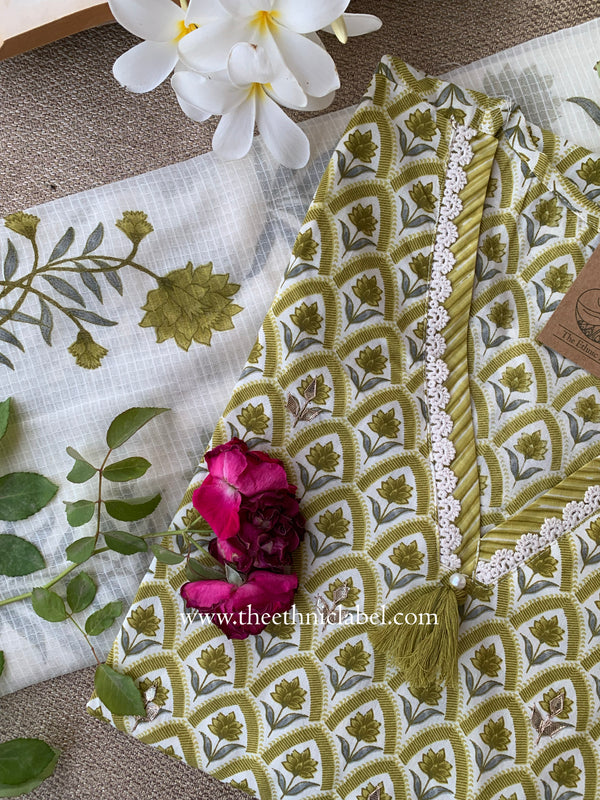 Argha Green Cotton Kurta Set with Doria Dupatta(3pc)