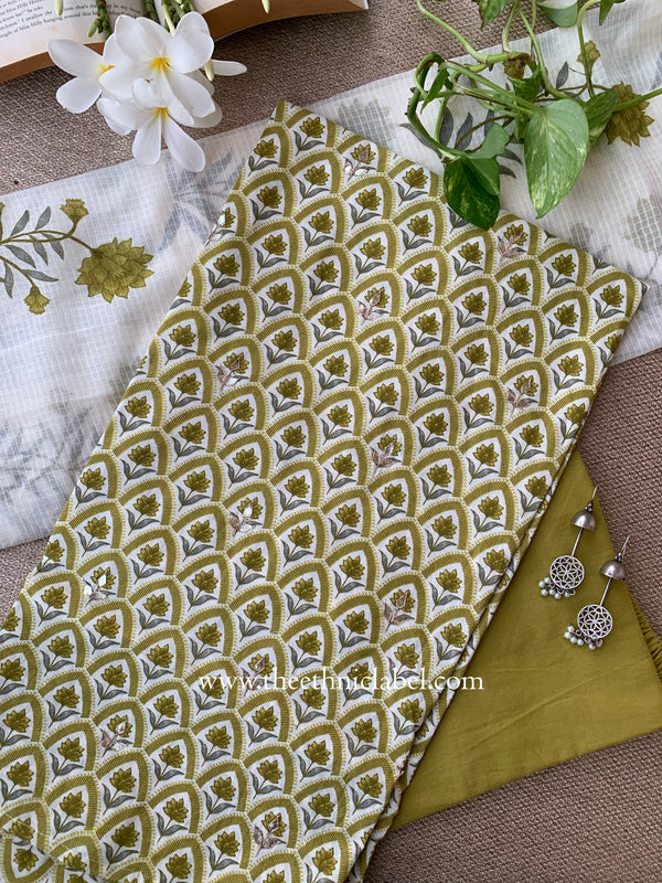 Argha Green Cotton Kurta Set with Doria Dupatta(3pc)