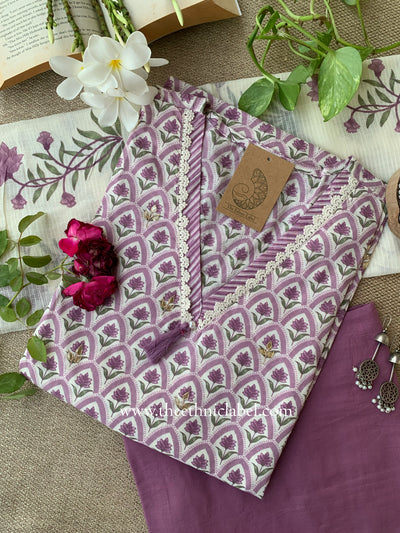 Argha Lavender Cotton Kurta Set with Doria Dupatta(3pc)