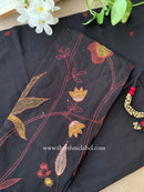 "Nargis" Black Embroidered Cotton Kurta Set with Cotton Dupatta(3pc)