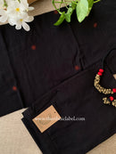 "Nargis" Black Embroidered Cotton Kurta Set with Cotton Dupatta(3pc)