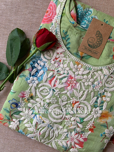 "Nandita" Chikankari Floral Cotton kurta