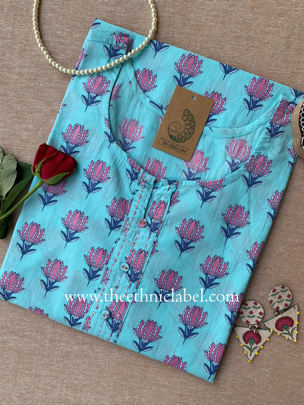 "Radha" Buttoned Cotton kurta - Big Size