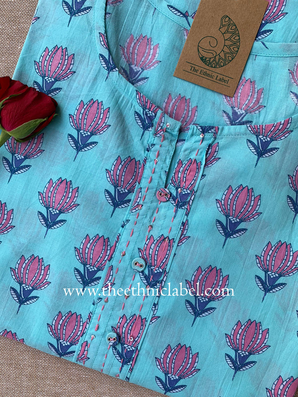 "Radha" Buttoned Cotton kurta - Big Size