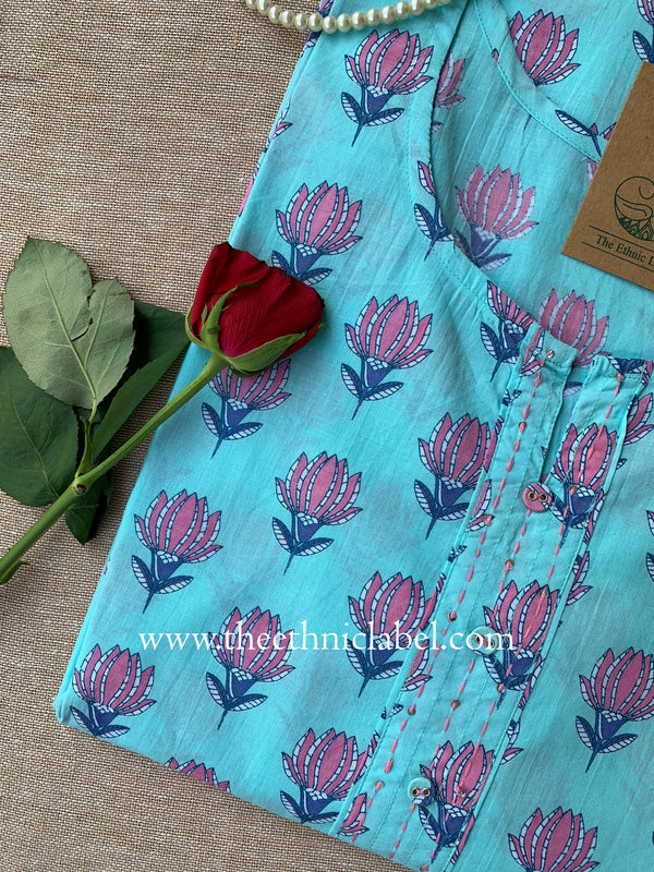 "Radha" Buttoned Cotton kurta - Big Size