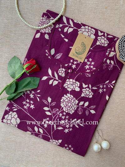 "Neema" Laced Cotton kurta - Big Size -5XL