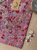 "Rachita" Hand Embroidered Block Printed Cotton kurta - S