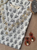 "Samriddhi" Hand Embroidered Block Printed Cotton kurta