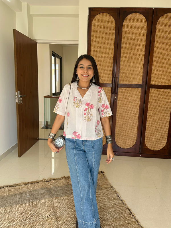 "Prisha" Hand Block Printed Cotton Shirt