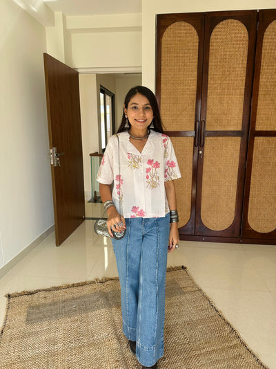 "Prisha" Hand Block Printed Cotton Shirt