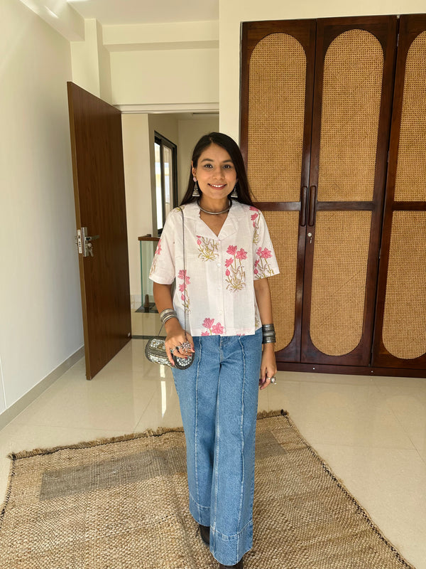 "Prisha" Hand Block Printed Cotton Shirt