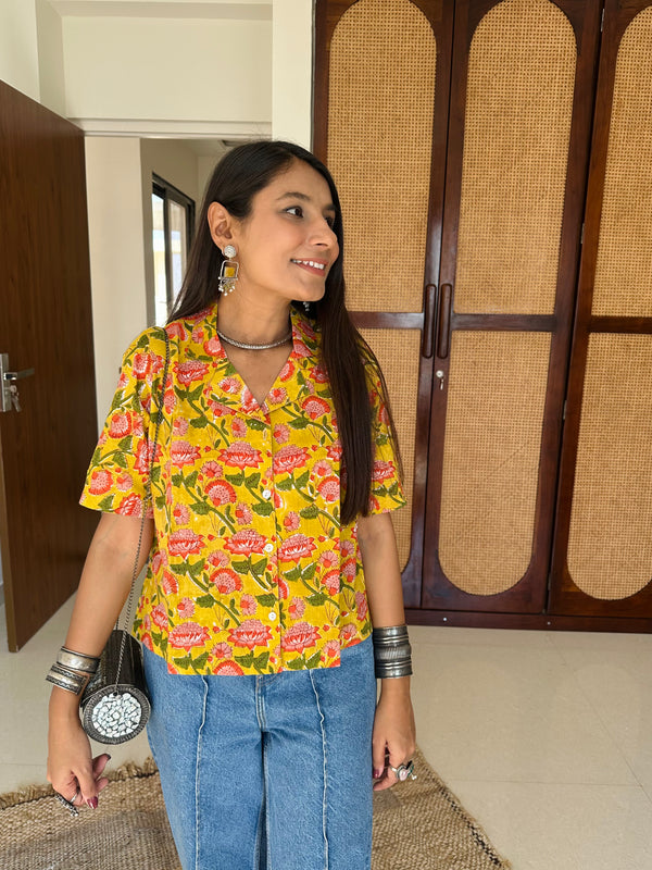 "Bagh" Hand Block Printed Cotton Shirt