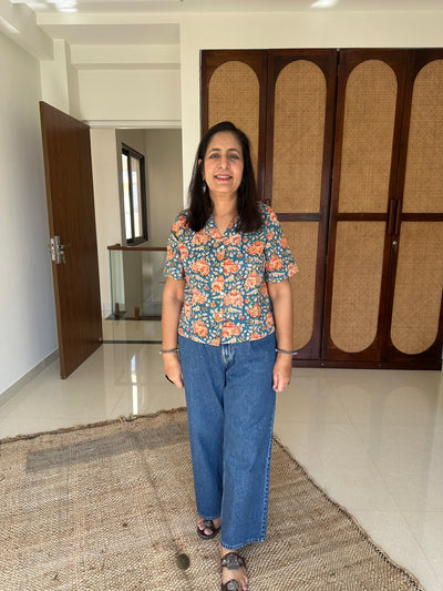 "Sunaina" Hand Block Printed Cotton Shirt