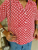 "Ruby" Hand Block Printed Cotton Shirt