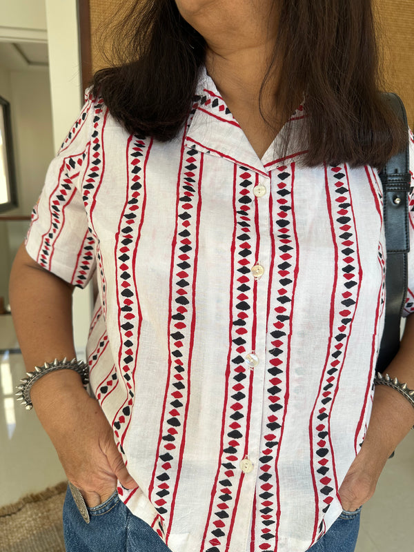 "Sumi" Hand Block Printed Cotton Shirt