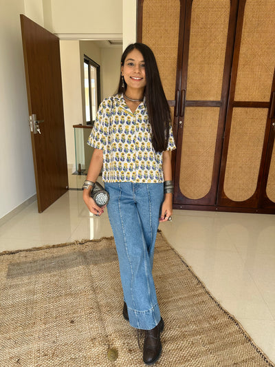 "Aisha" Hand Block Printed Cotton Shirt