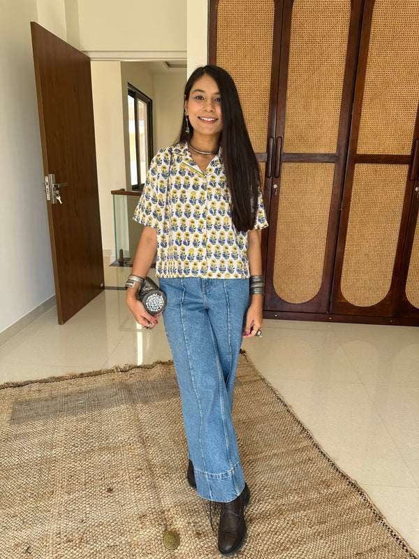 "Aisha" Hand Block Printed Cotton Shirt