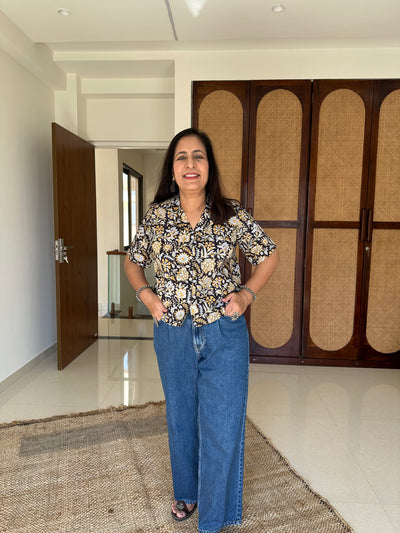 "Azalia" Hand Block Printed Cotton Shirt