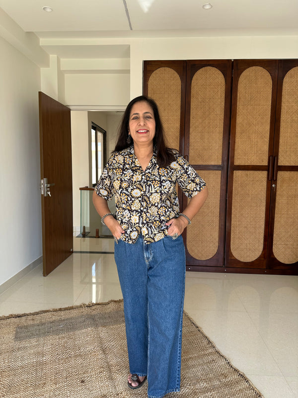 "Azalia" Hand Block Printed Cotton Shirt