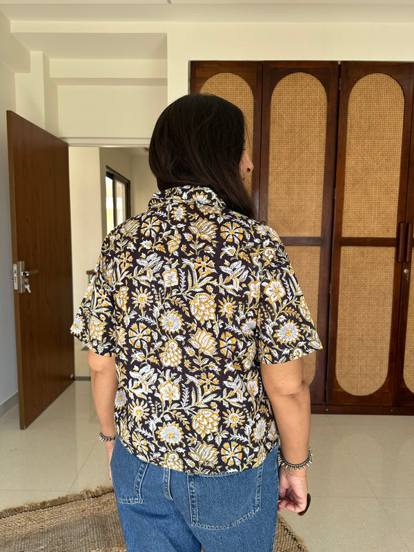 "Azalia" Hand Block Printed Cotton Shirt