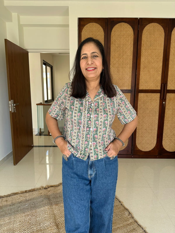 "Avni" Hand Block Printed Cotton Shirt